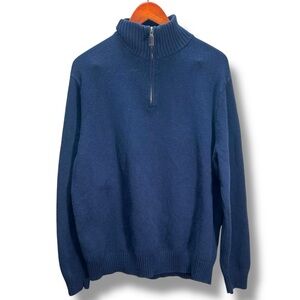 Vintage J. Crew Men's Cotton Cashmere Navy Quarter Zip Sweater Size XL